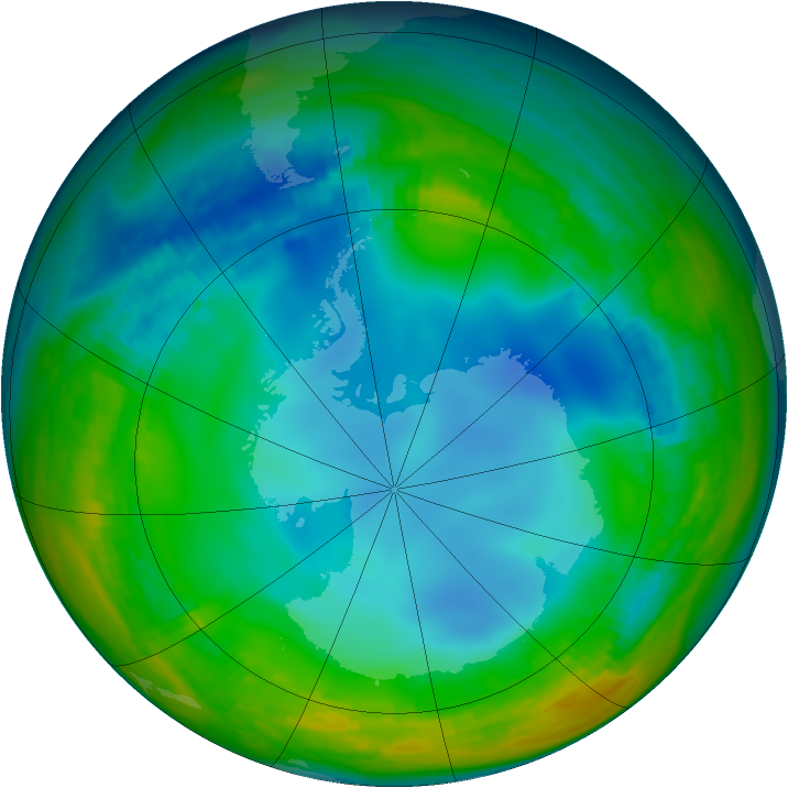 Antarctic ozone map for 03 June 1984
